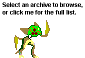 Kabutroid saying 'Select an archive to browse, or click me for the full list.'