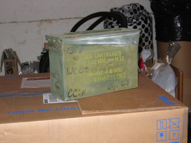 An old metal ammo canister.