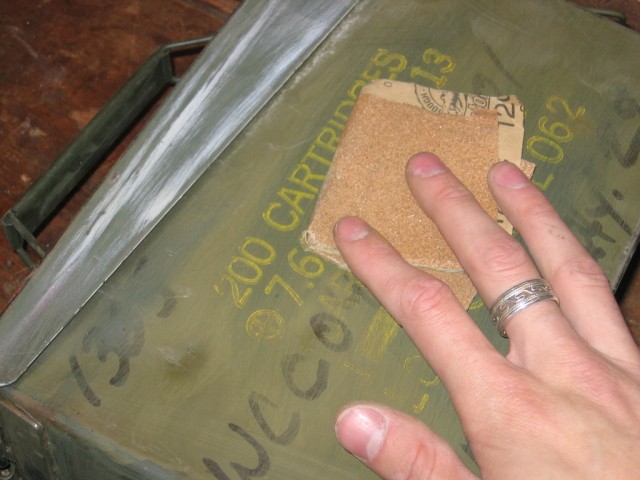 Showing Kabutroid sanding the side of the container.