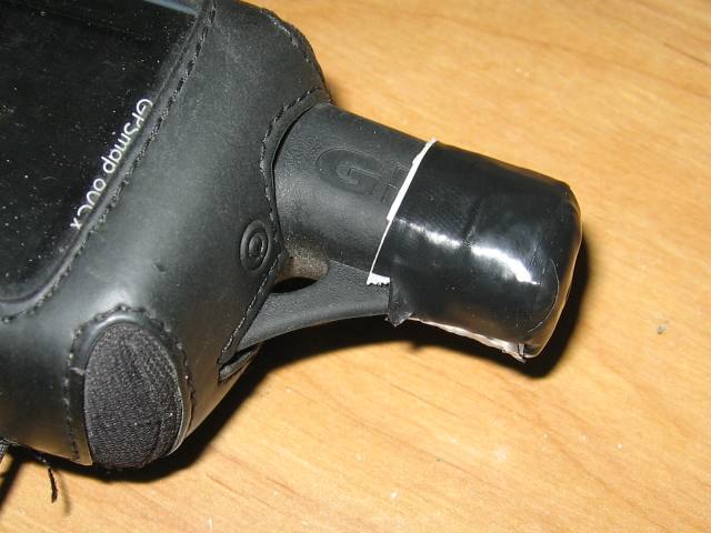The painter's tape wrapped tightly in electrical tape.