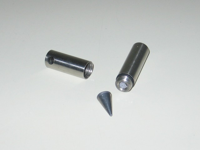 Showing the device but the writing tip is entirely broken off.