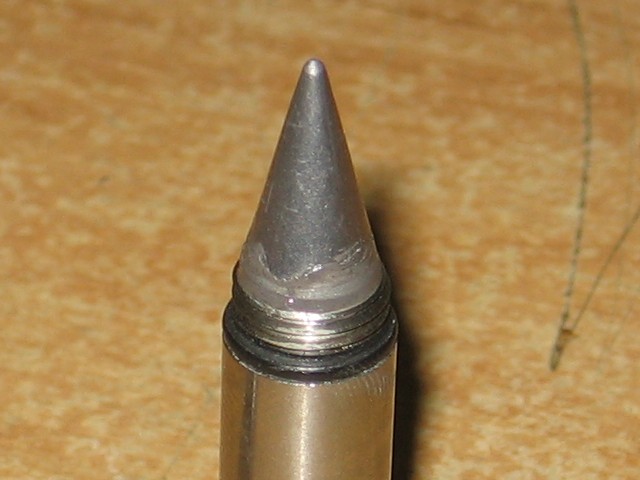 Showing a closeup of the tip plastic welded back onto the handle.