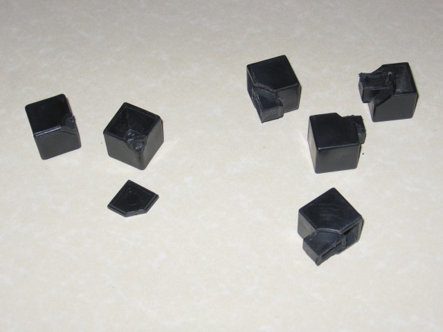 The pieces spread out, and with the corner inner nub removed from two of them.